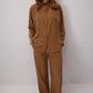 Completo Cupra camicia e pantaloni con micro strass cammello