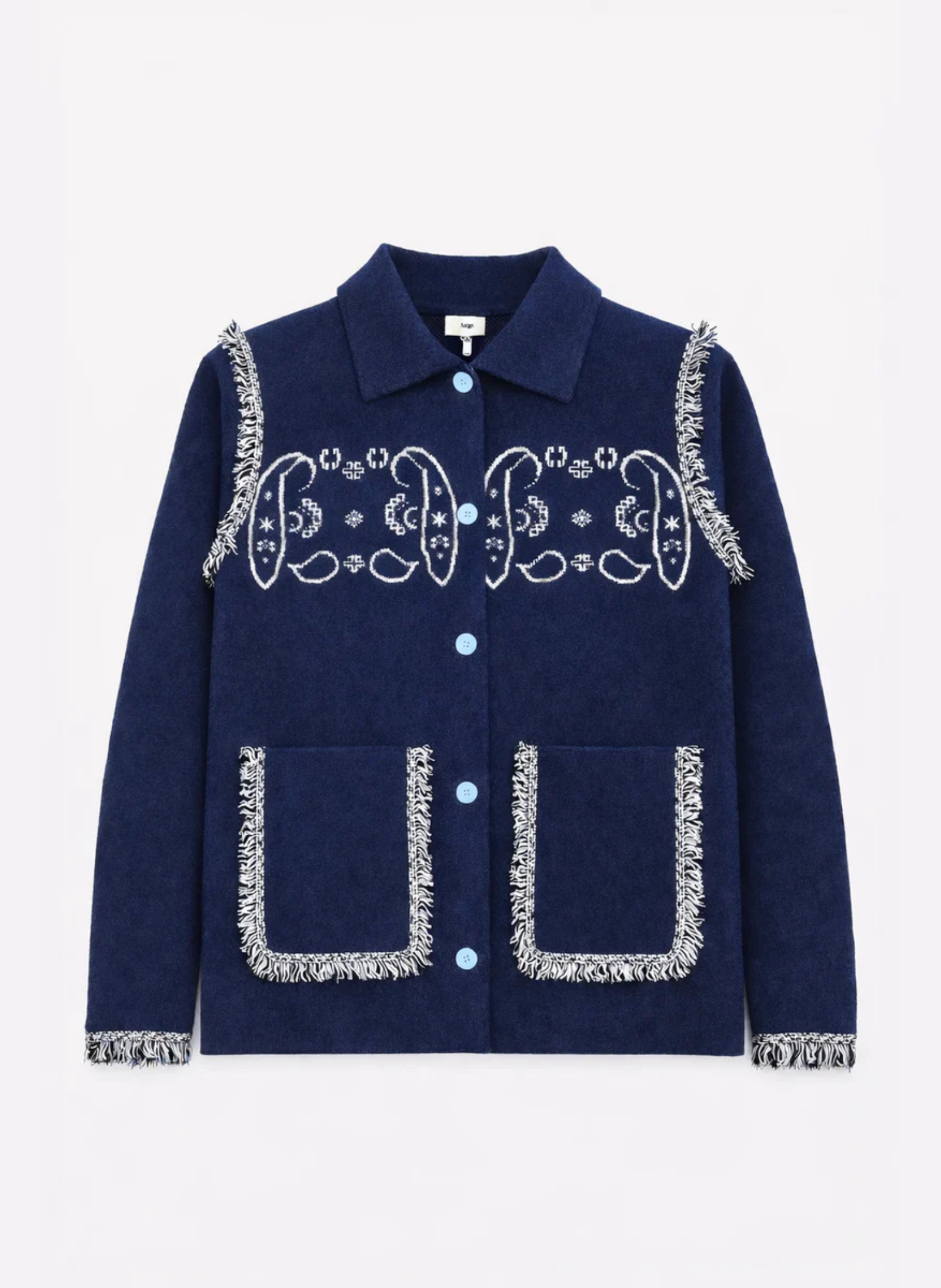Gilet Nisani con ricamo bandana e frange