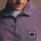Maglione con mezza zip tinto a pigmento viola tramonto