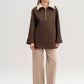 Felpa lunga con collo in eco-pelliccia e zip