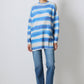 Maglione oversize a righe morbido blu