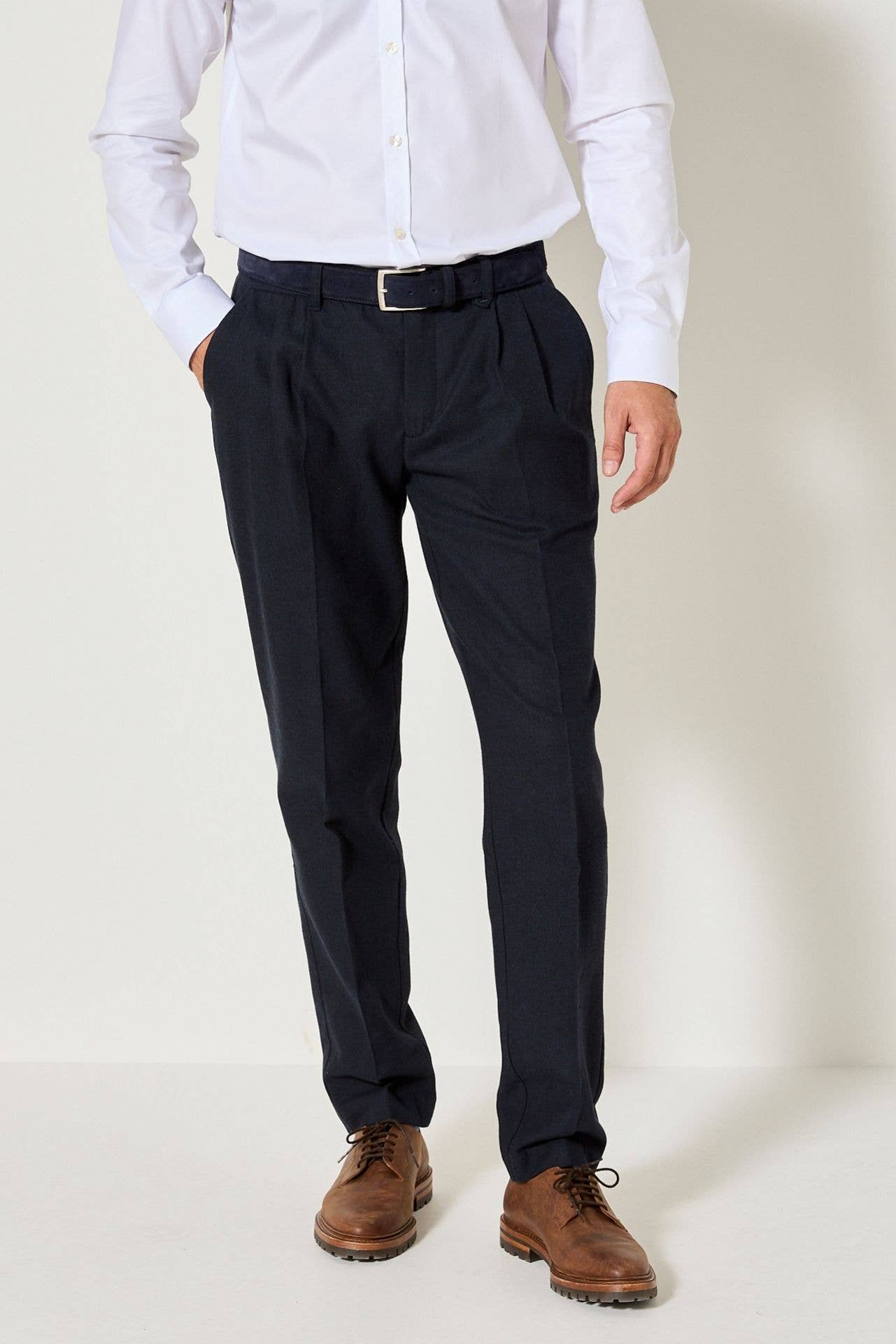 Pantaloni Palermo in flanella blu navy