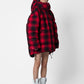 Parka tartan con logo e cappuccio staccabile