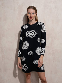 Abito in maglia con motivo floreale