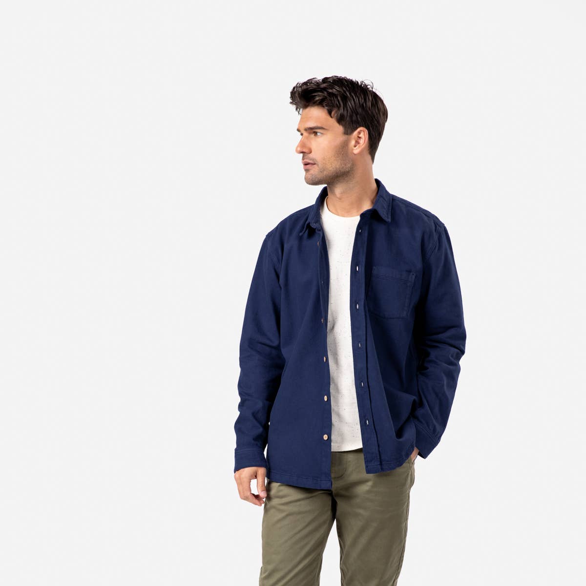 Sopracamicia in denim blu marino