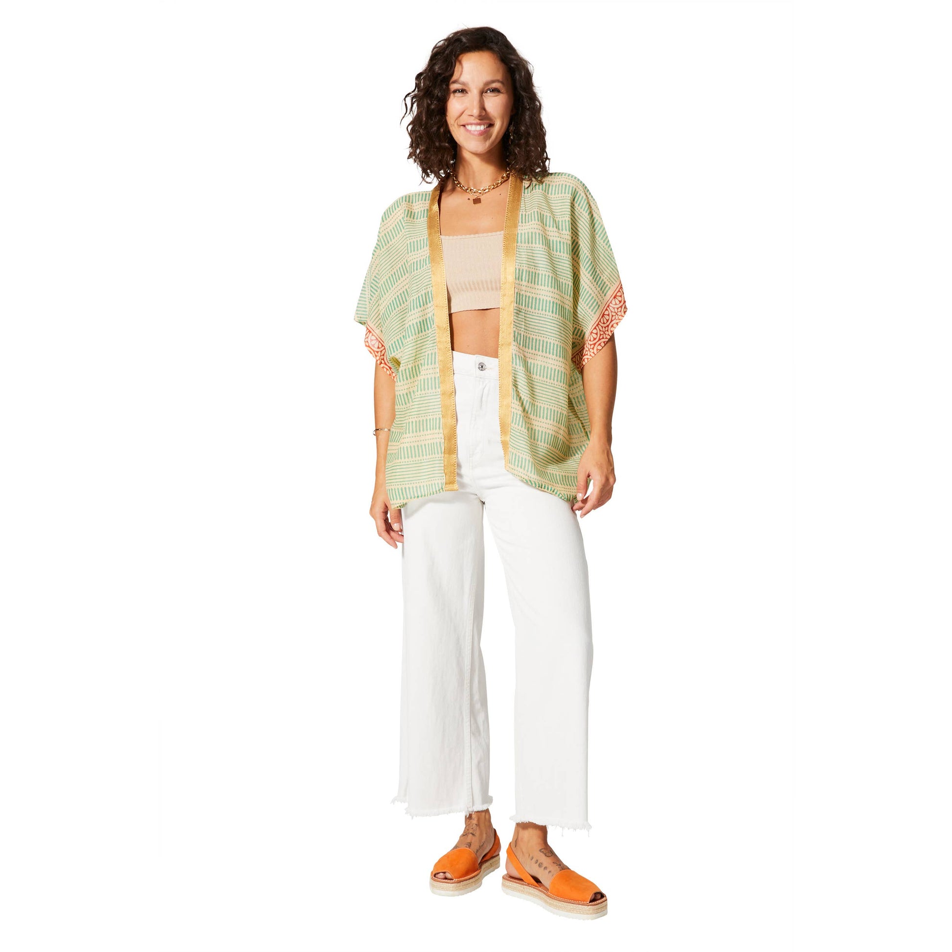 Kimono estivo a maniche corte in cotone
