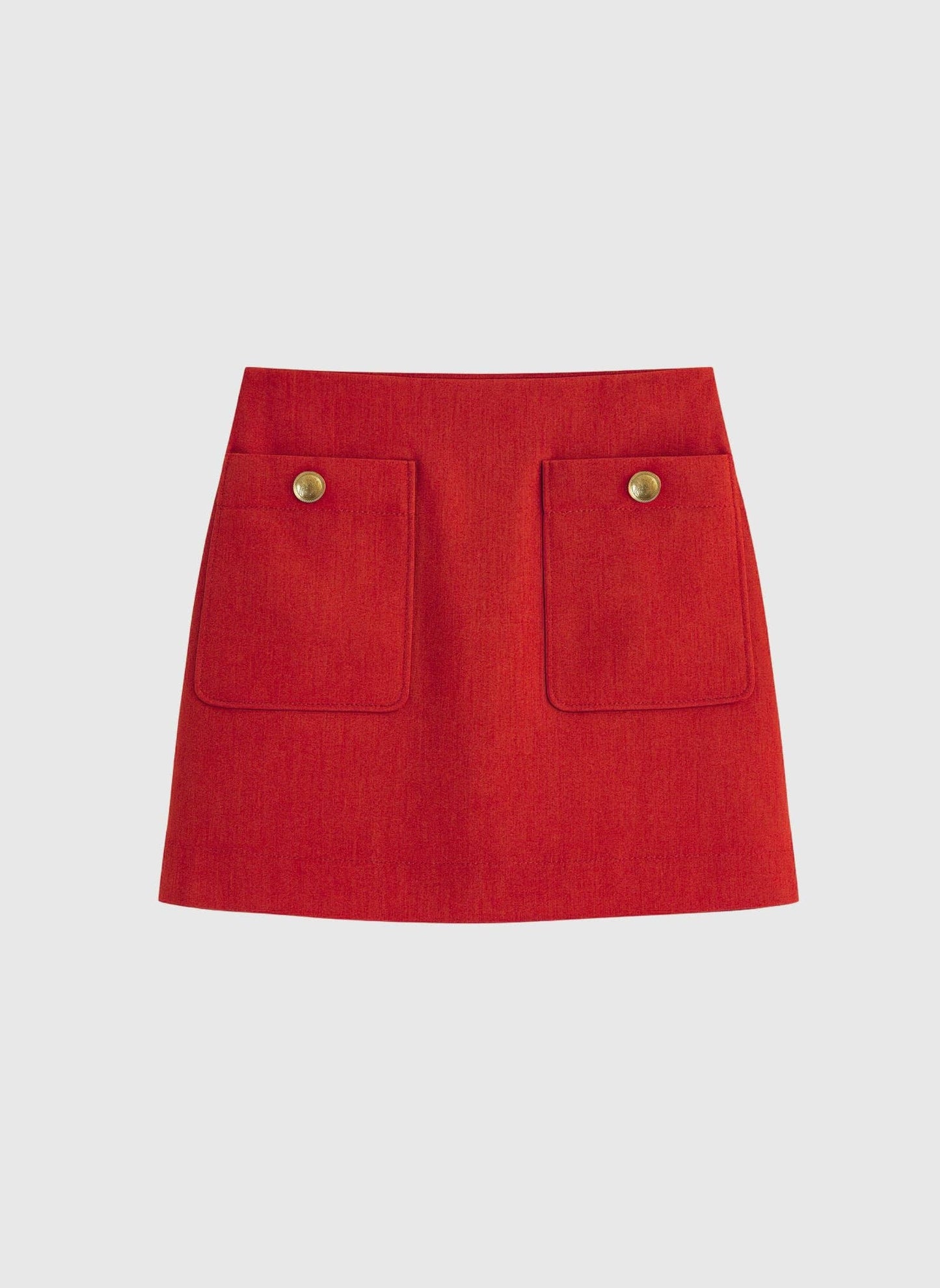 Gonna mini Gilma rossa con tasche e bottoni metallici