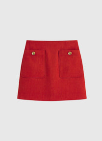 Gonna mini Gilma rossa con tasche e bottoni metallici