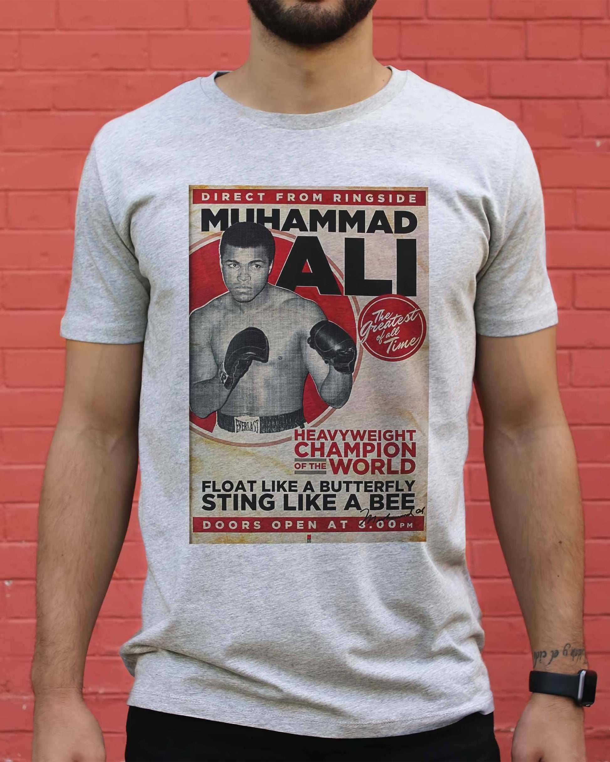 T-shirt Muhammad Ali con stampa boxing in cotone biologico
