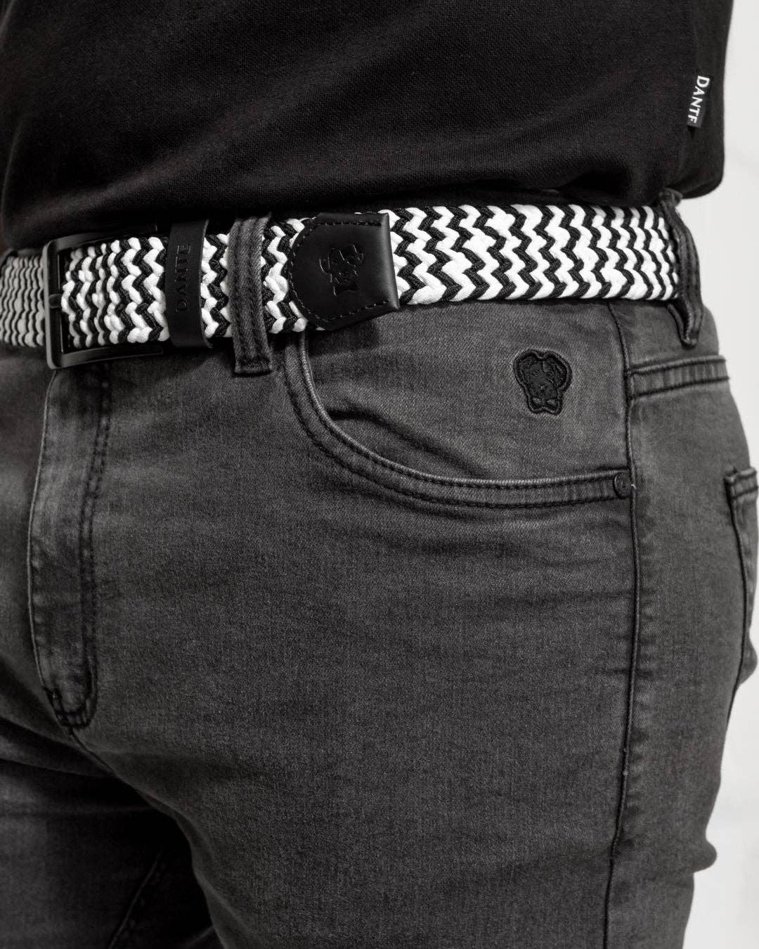 Cintura elastica bicolore bianco e nero