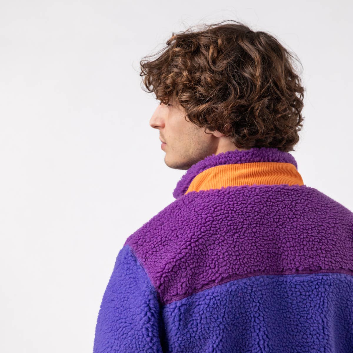 Giacca sherpa unisex con zip bicolore
