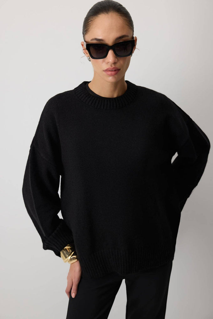 Maglione basic in maglia nero