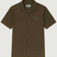Camicia unisex in cotone piqué khaki con logo ricamato