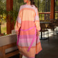 Kimono lungo a righe multicolor in cotone