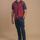 Polo color block in cotone biologico bordeaux