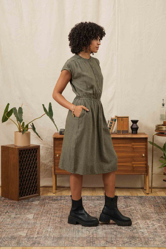 Abito Lorane a quadri oliva