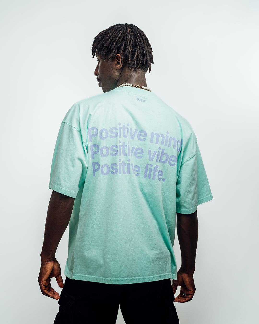 T-shirt oversize Positive Mind verde menta