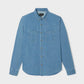 Camicia in denim leggero in cotone azzurro chiaro
