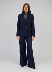 Blazer oversize gessato blu navy