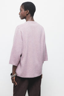 Cardigan in maglia rasata con maniche 3/4