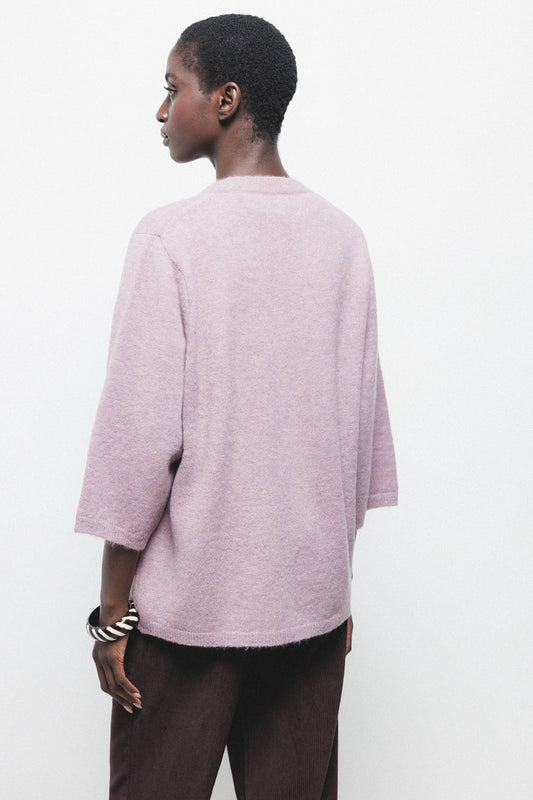 Cardigan in maglia rasata con maniche 3/4