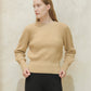 Maglione corto girocollo in misto cashmere con maniche raglan