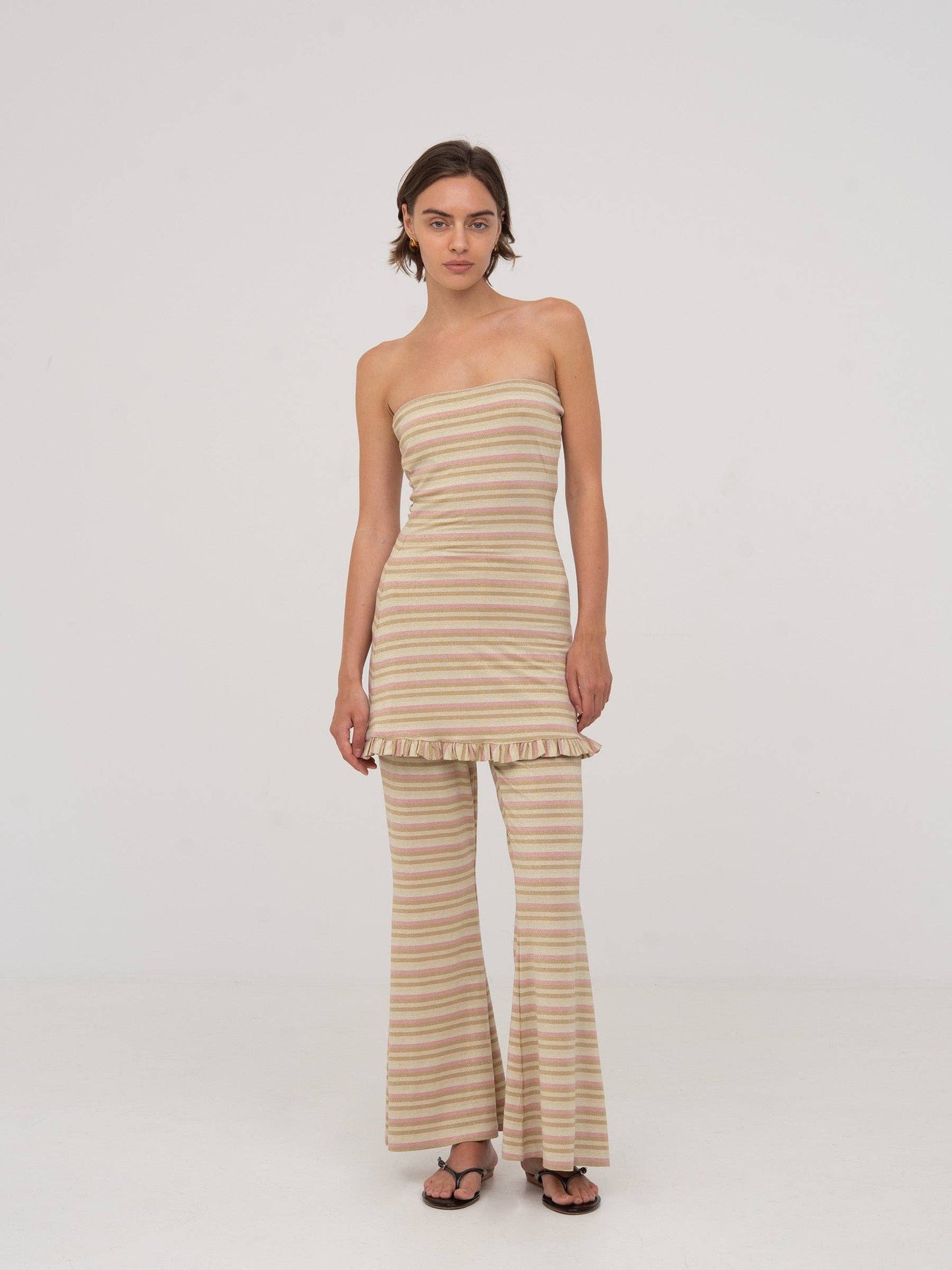 Pantaloni a righe Persephone a gamba ampia