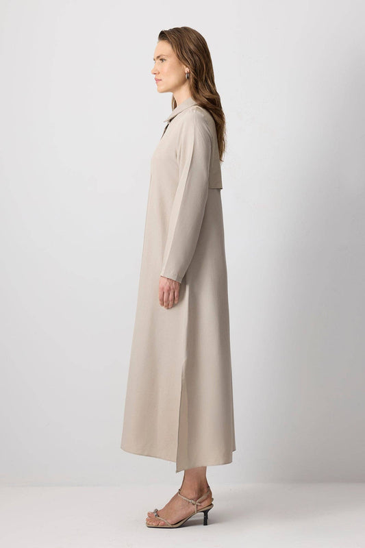 Abito maxi testurizzato stile chemisier