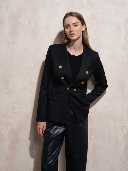Blazer doppiopetto nero con bottoni dorati