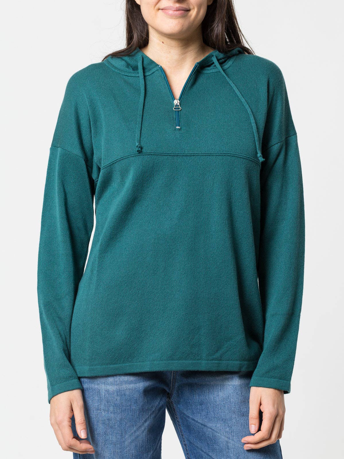 Felpa con cappuccio in maglia con mezza zip