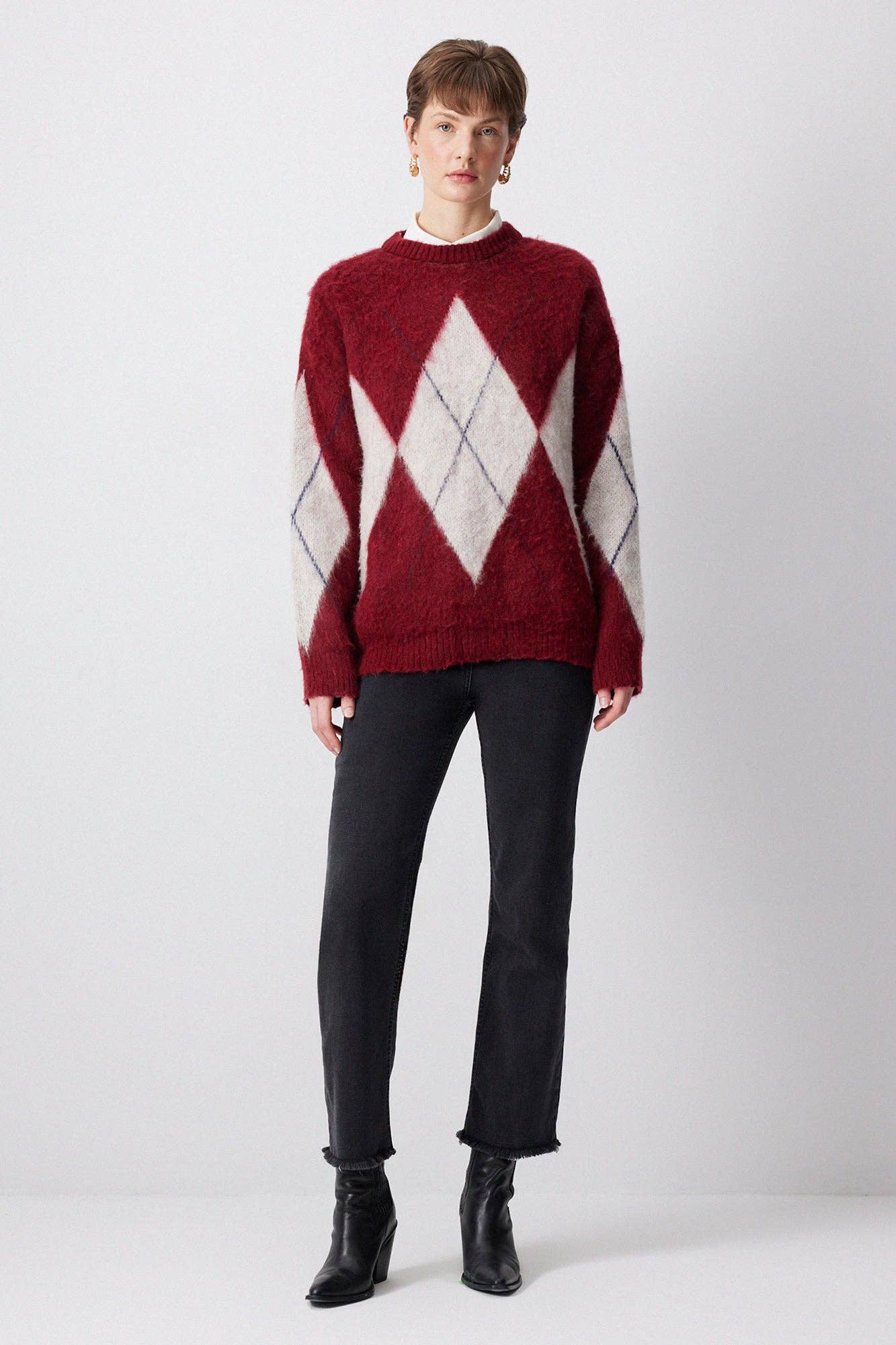 Maglione in maglia a rombi