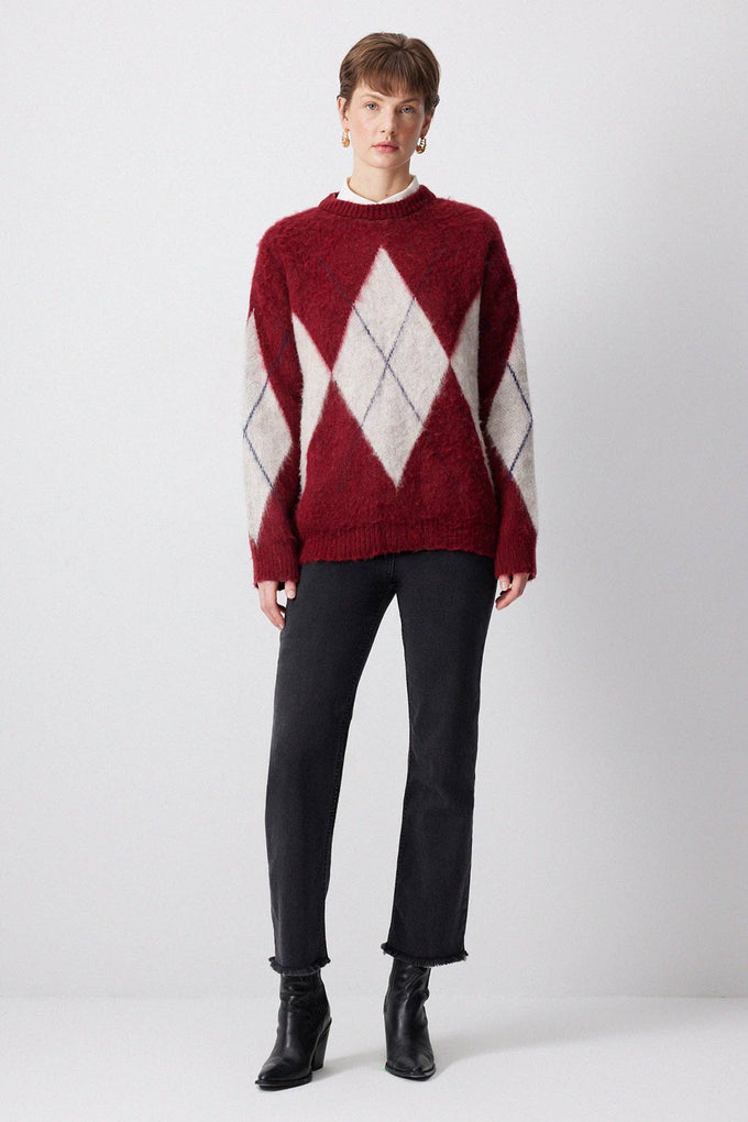 Maglione in maglia a rombi
