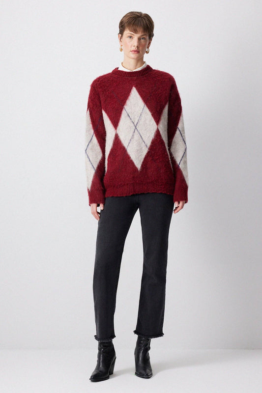 Maglione in maglia a rombi