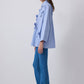 Camicia oversize in popeline di cotone a righe con fiocchi decorativi