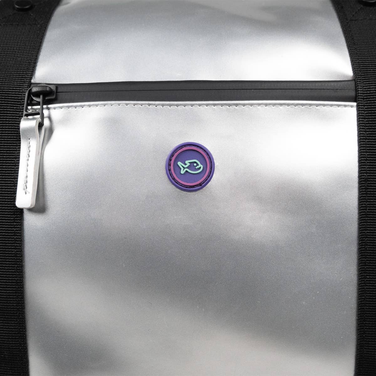 Borsa da viaggio duffle argento metallizzata