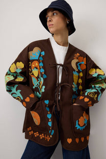 Giacca in gabardine ricamata