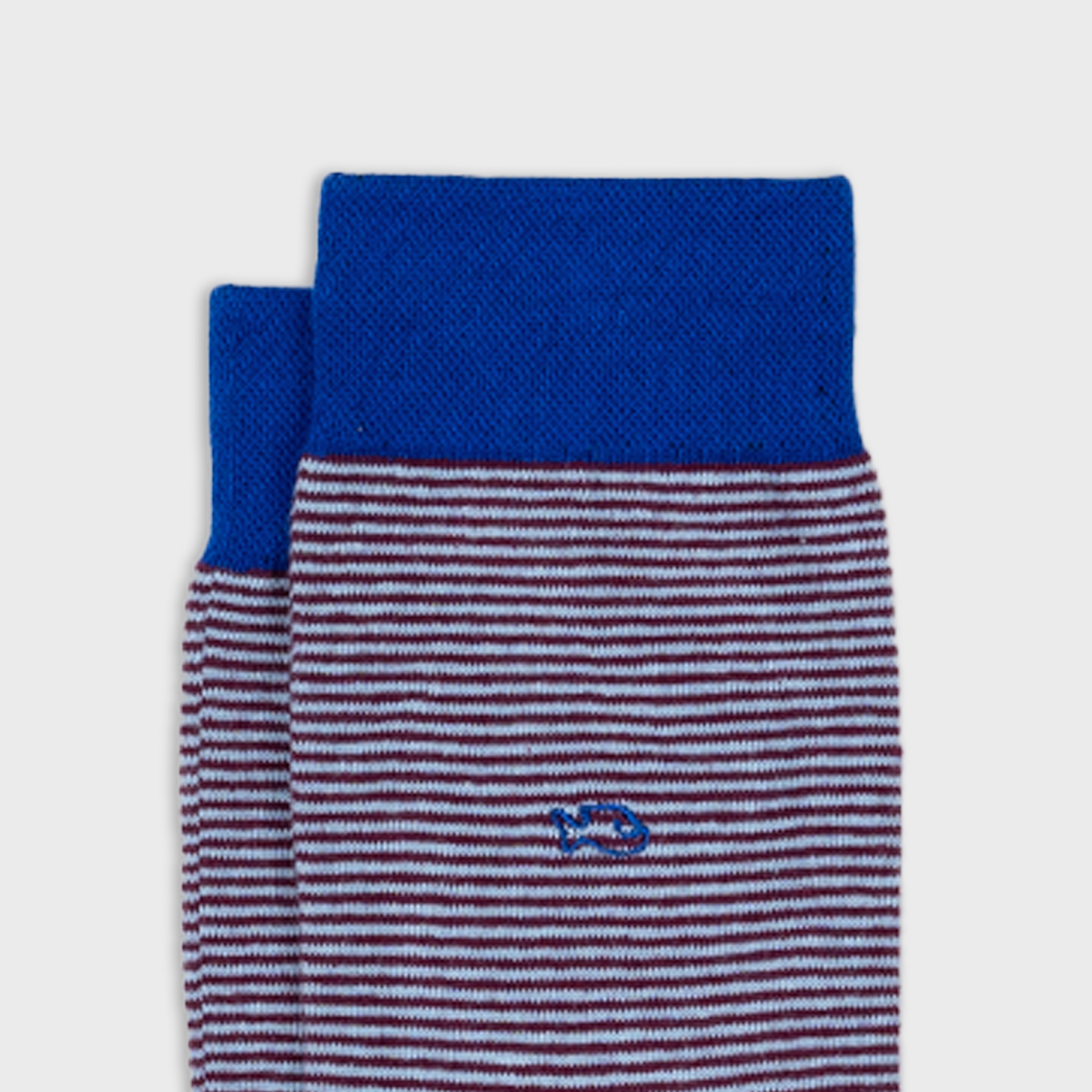 Calzini a righe in cotone pettinato bordeaux e azzurro