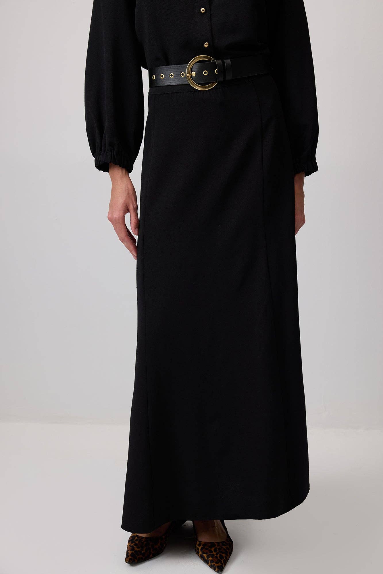 Set camicia e gonna lunga con cintura testurizzata