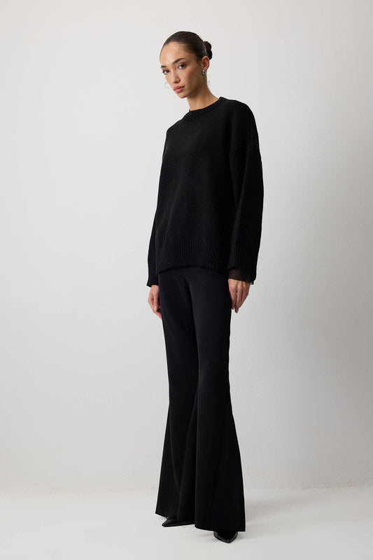 Maglione basic in maglia nero