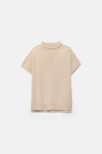 Maglione oversize in lana con collo alto e maniche a pipistrello