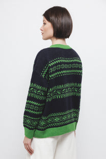Maglione jacquard in maglia bicolore