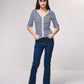 Cardigan a righe con scollo a V e bottoni, manica corta