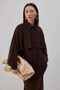 Camicia in popeline con dettaglio in chiffon