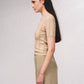 Top in maglia lurex con cut-out frontale