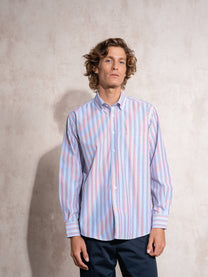 Camicia a righe multicolor da uomo in cotone e poliestere
