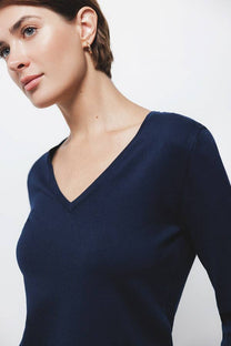 Maglione in maglia liscia con scollo a V
