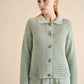 Cardigan traforato in cotone con colletto e bottoni