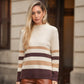 Maglia a righe in lana con collo alto
