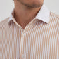 Camicia comfort a righe beige