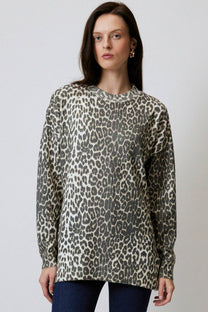 Tunica in maglia animalier leopardata